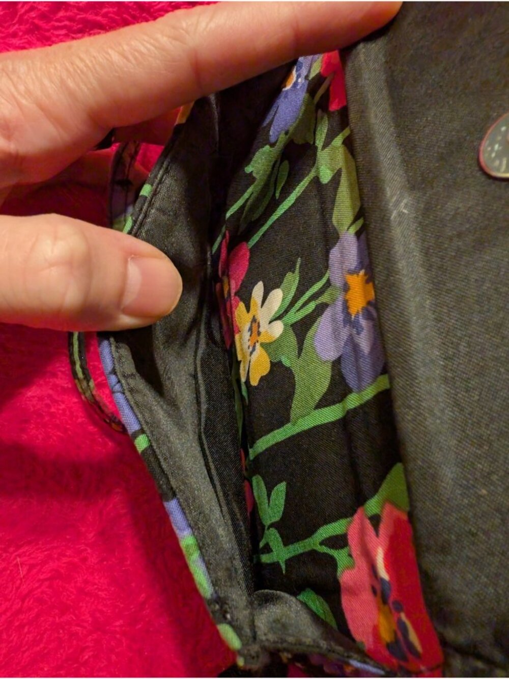 Vera Bradley Perennials Noir Cotton RFID All in One Crossbody Bag Wallet Purse - Picture 9 of 9